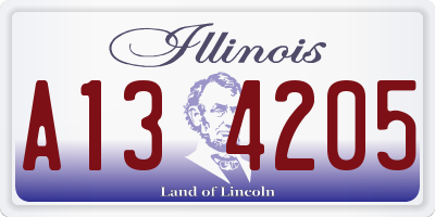 IL license plate A134205