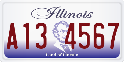 IL license plate A134567