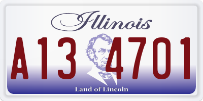 IL license plate A134701