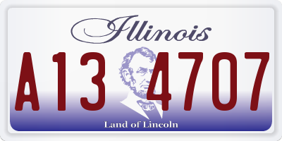 IL license plate A134707