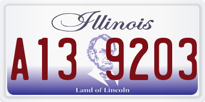 IL license plate A139203