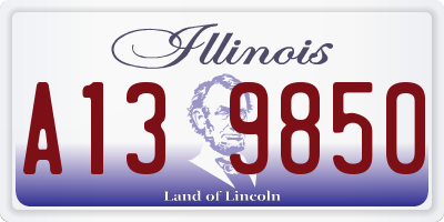 IL license plate A139850
