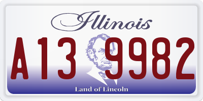 IL license plate A139982