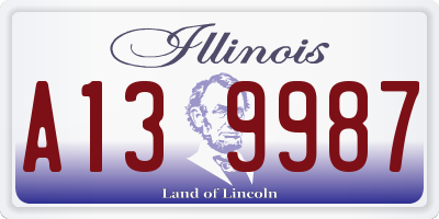 IL license plate A139987