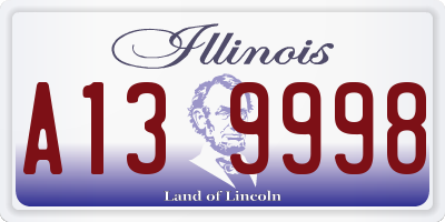 IL license plate A139998