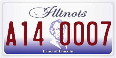 IL license plate A140007