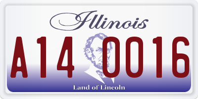 IL license plate A140016