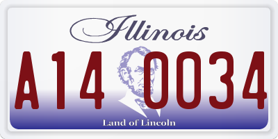 IL license plate A140034