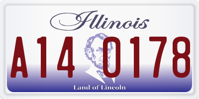 IL license plate A140178