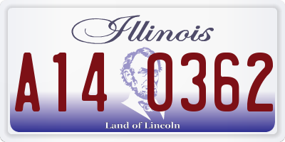 IL license plate A140362