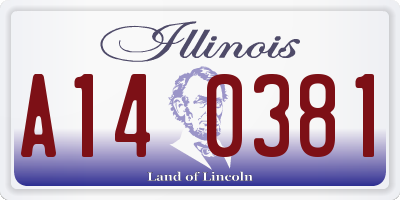 IL license plate A140381