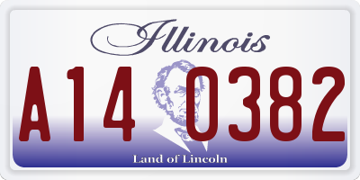 IL license plate A140382