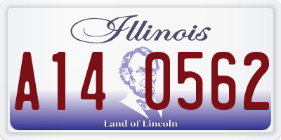 IL license plate A140562