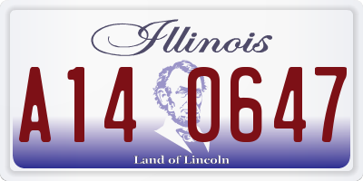 IL license plate A140647