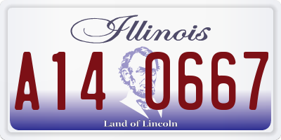 IL license plate A140667