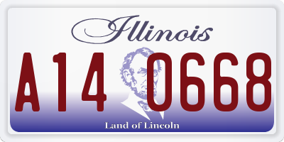 IL license plate A140668