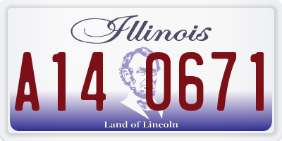 IL license plate A140671