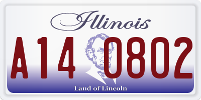 IL license plate A140802