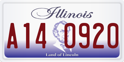 IL license plate A140920