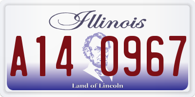 IL license plate A140967