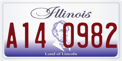 IL license plate A140982