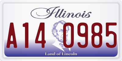 IL license plate A140985