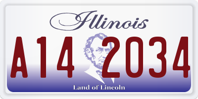 IL license plate A142034