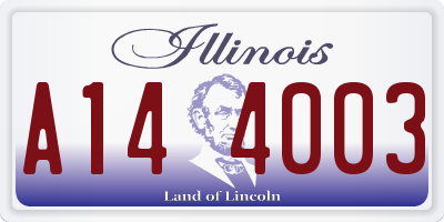 IL license plate A144003