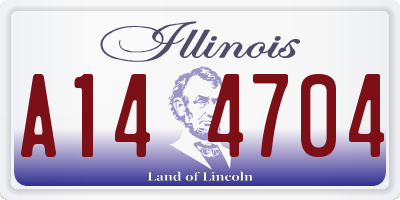 IL license plate A144704