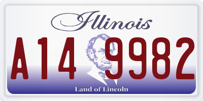 IL license plate A149982