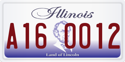 IL license plate A160012