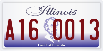 IL license plate A160013