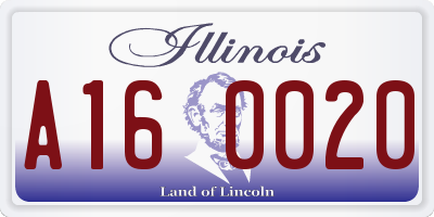 IL license plate A160020