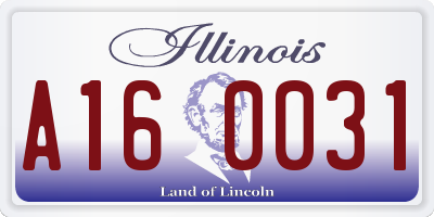 IL license plate A160031