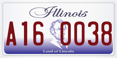 IL license plate A160038