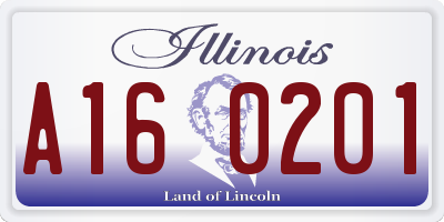 IL license plate A160201