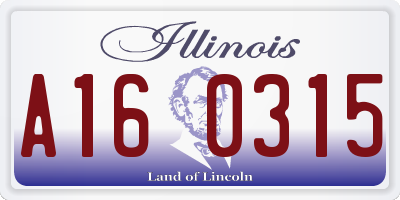IL license plate A160315