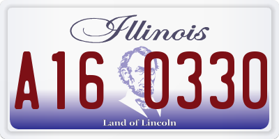 IL license plate A160330