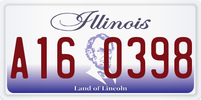IL license plate A160398