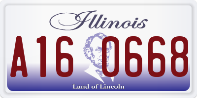 IL license plate A160668