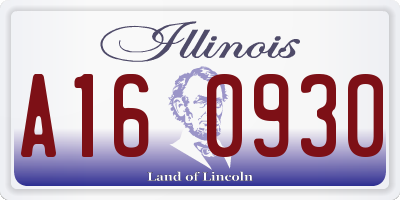 IL license plate A160930