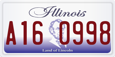 IL license plate A160998