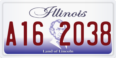 IL license plate A162038