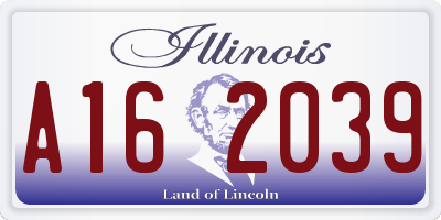 IL license plate A162039