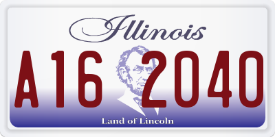 IL license plate A162040