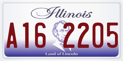 IL license plate A162205