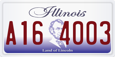 IL license plate A164003