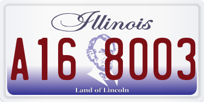 IL license plate A168003