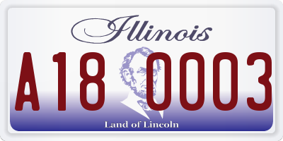 IL license plate A180003