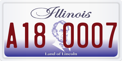 IL license plate A180007